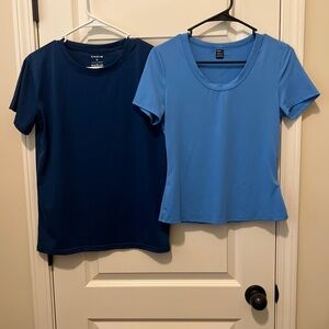 SHEIN Navy and Light Blue Short Sleeve Tees
